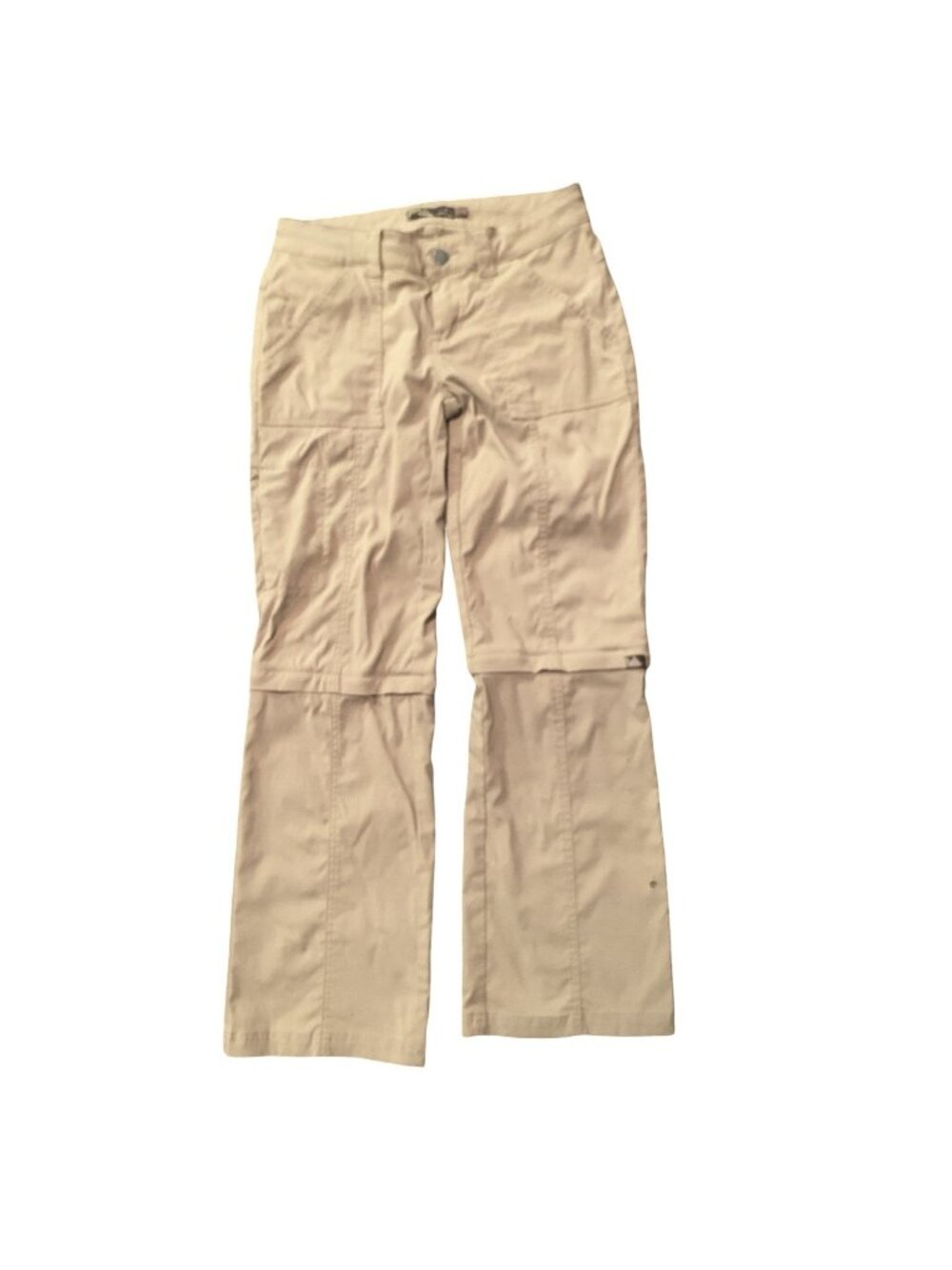 Prana Monarch Convertible Pants Women 4 Beige Zip Off Shorts Outdoor Hiking Read